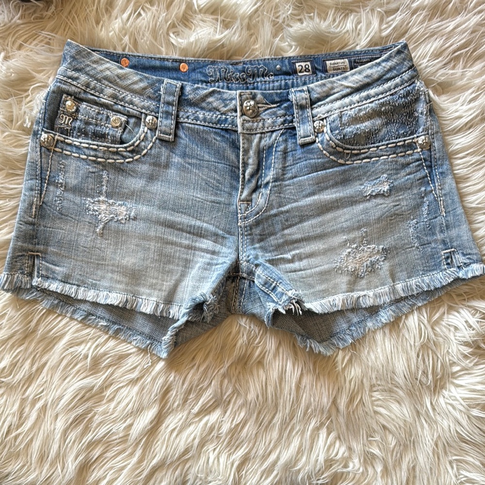 Vintage Miss Me Women's Blue Denim Shorts
